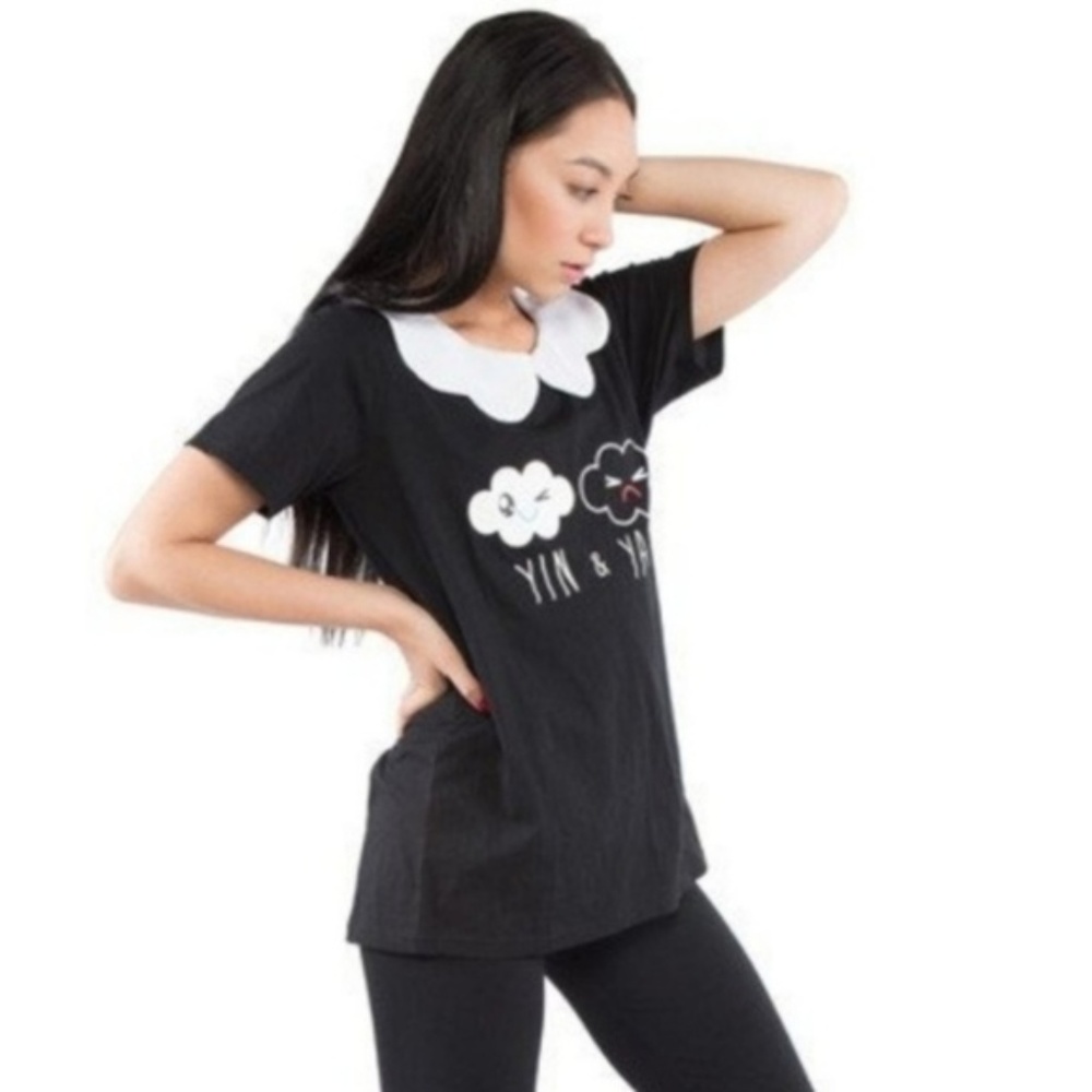 Yin & Yang So So Happy Black & White Girly T-Shirt - Picture 2 of 4
